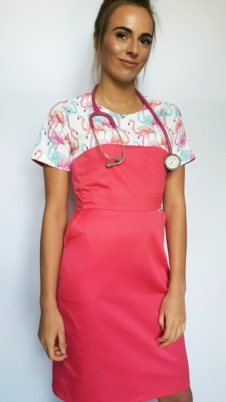 Sukienka medyczna wzór flamingi EFIMED