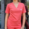 Bluza medyczna damska taliowana z wszytym rękawem kolor koral WISKOZA PREMIUM by ITALY EFIMED