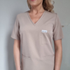 Bluza medyczna damska taliowana z wszytym rękawem kolor light brown WISKOZA PREMIUM EFIMED