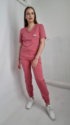 Spodnie medyczne damskie joggery WISKOZA PREMIUM EFIMED kolor raspberry