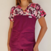 Bluza medyczna damska taliowana wzór wstawka LILY kolor bakłażan SNC EFIMED