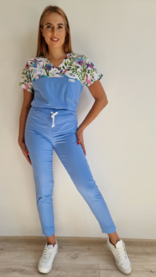 Komplet medyczny damski SCRUBS Bluza KOLIBERKI + cygaretki SLIM kolor błękit królewski EFIMED
