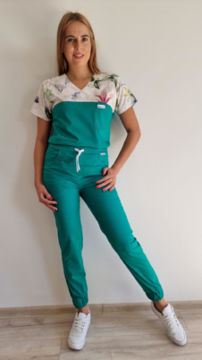 Spodnie medyczne damskie joggery kolor zielony SNC EFIMED