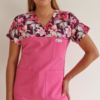 Bluza medyczna damska taliowana wzór wstawka LILY kolor HOT PINK WISKOZA EXTRA PREMIUM EFIMED