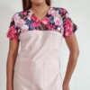 Bluza medyczna damska taliowana wzór wstawka ORCHIDEA kolor BLUSH PINK WISKOZA EXTRA PREMIUM EFIMED