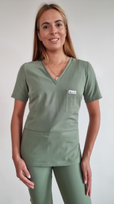 Bluza medyczna damska taliowana z wszytym rękawem kolor DARK FOREST WISKOZA EXTRA PREMIUM EFIMED