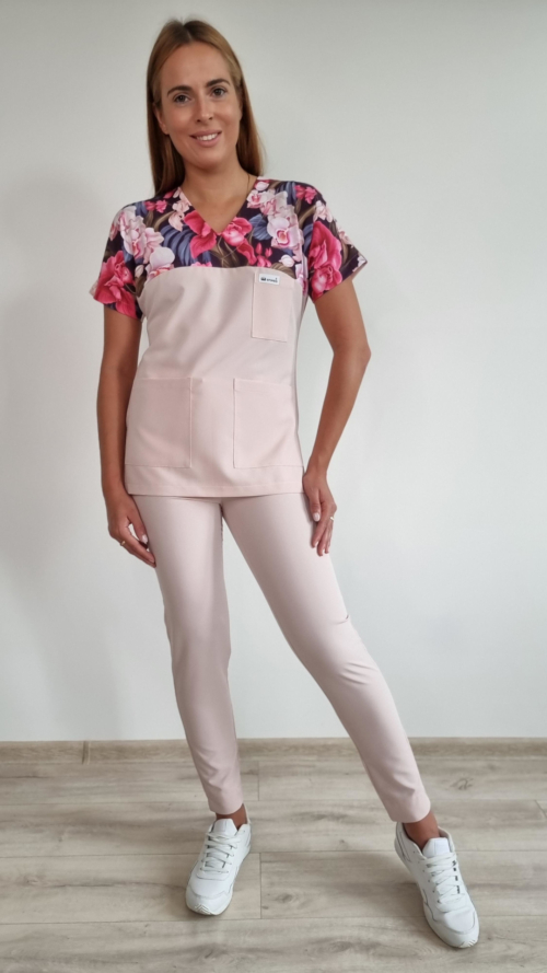 Bluza ORCHIDEA + cygaretki z kieszeniami SLIM kolor BLUSH PINK WISKOZA EXTRA PREMIUM EFIMED