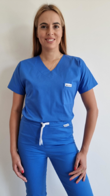 Bluza medyczna damska taliowana jednokolorowa kolor szafir SNC EFIMED