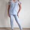 Bluza medyczna damska wstawka kwiaty błękitne kolor błękit SNC EFIMED