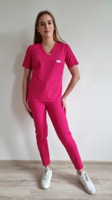 Komplet medyczny damski SCRUBS Bluza + cygaretki kolor Amarant BASIC EFIMED
