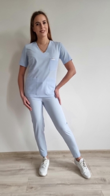 Komplet medyczny damski SCRUBS Bluza + cygaretki kolor Baby Blue BASIC EFIMED