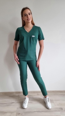 Komplet medyczny damski SCRUBS Bluza + cygaretki kolor Dark Green BASIC EFIMED