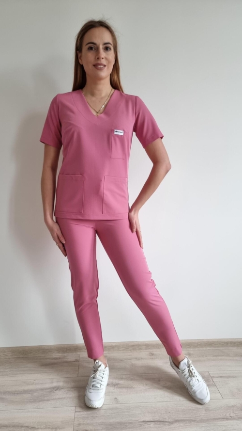 Komplet medyczny damski SCRUBS Bluza + cygaretki kolor Dusty Rose BASIC EFIMED