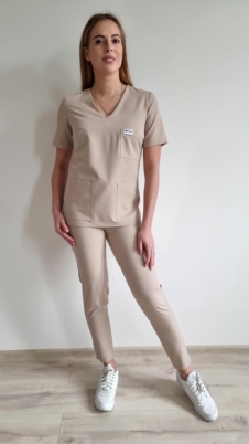 Komplet medyczny damski SCRUBS Bluza + cygaretki kolor NUDE BASIC EFIMED