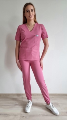 Komplet medyczny damski SCRUBS Bluza + Jogger kolor Dusty Rose BASIC EFIMED