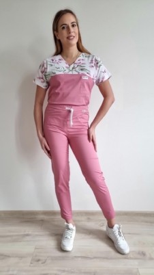 Spodnie medyczne damskie fason CYGARETKI kolor różowy SNC EFIMED
