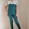 Bluza medyczna damska wstawka GREEN FLOWERS kolor DARK GREEN BASIC EFIMED