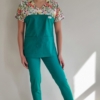 Bluza medyczna damska wstawka kolorowa łączka kolor zieleń SNC EFIMED