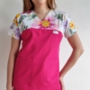 Bluza medyczna damska wstawka kwiaty letnie kolor AMARANT BASIC EFIMED
