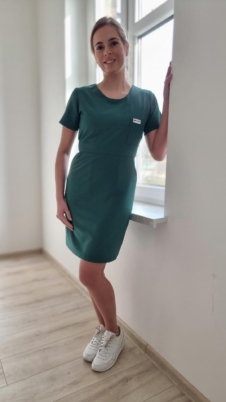 Sukienka medyczna damska taliowana kolor DARK GREEN BASIC EFIMED