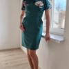 Sukienka medyczna damska taliowana kolor wstawka kwiaty zielone DARK GREEN BASIC EFIMED