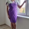 Sukienka medyczna damska taliowana wzór fioletowe róże kolor DARK LILAC SNC EFIMED