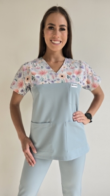 Bluza medyczna damska wstawka kolorowe dmuchawce kolor COLD MINT BASIC EFIMED