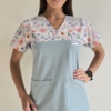 Bluza medyczna damska wstawka kolorowe dmuchawce kolor COLD MINT BASIC EFIMED