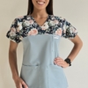 Bluza medyczna damska wstawka kwiaty malowane ciemne kolor COLD MINT BASIC EFIMED