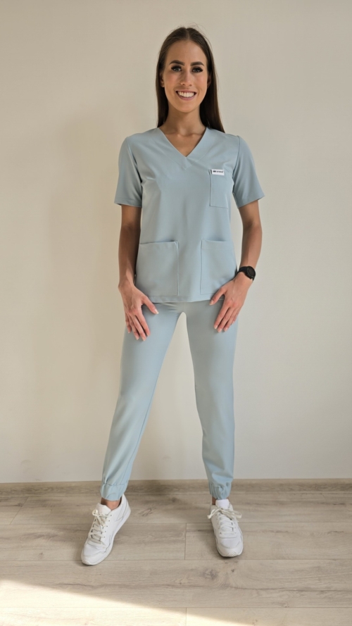 Komplet medyczny damski SCRUBS Bluza + Jogger kolor Cold Mint BASIC EFIMED