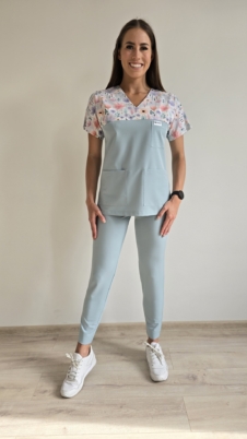 Komplet medyczny damski SCRUBS Bluza kolorowe dmuchawce + cygaretki kolor COLD MINT BASIC EFIMED