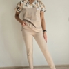 Bluza medyczna damska wstawka Misie brązowe kolor NUDE BASIC EFIMED