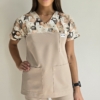 Bluza medyczna damska wstawka Misie brązowe kolor NUDE BASIC EFIMED