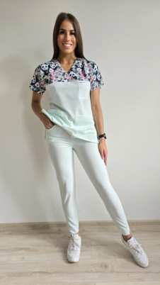 Komplet medyczny damski SCRUBS Bluza PANDY + cygaretki z kieszeniami kolor pistacjowy BASIC EFIMED