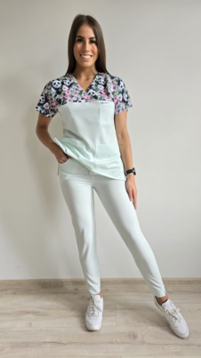 Spodnie medyczne damskie fason CYGARETKI z kieszeniami kolor PISTACJOWY BASIC EFIMED