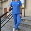 Bluza medyczna damska taliowana z wszytym rękawem kolor BLUE WISKOZA PRO EFIMED