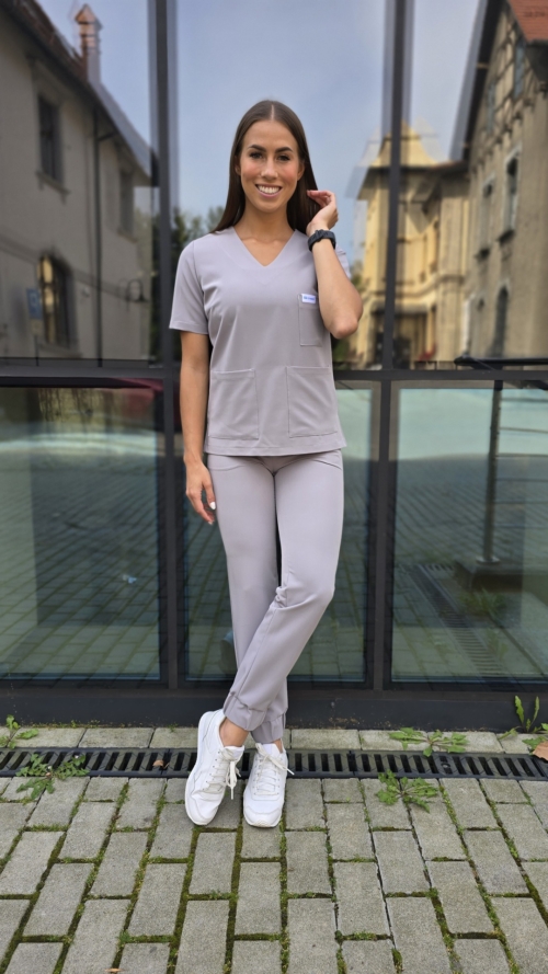 Komplet medyczny damski SCRUBS Bluza + Jogger kolor FOG GREY BASIC EFIMED