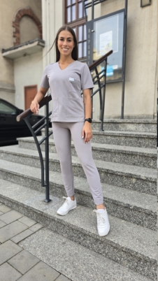 Spodnie medyczne damskie fason CYGARETKI z kieszeniami kolor FOG GREY EFIMED