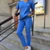 Spodnie medyczne damskie fason CYGARETKI z kieszeniami kolor BLUE WISKOZA PRO EFIMED