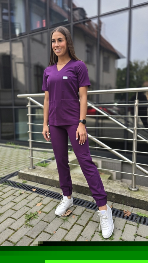 Spodnie medyczne damskie joggery kolor URPLE VIOLET BASIC EFIMED
