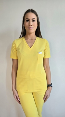 Bluza medyczna damska taliowana z wszytym rękawem kolor LEMON YELLOW PRO EFIMED