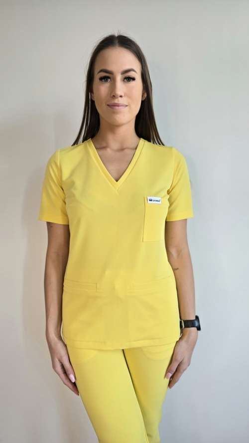 Bluza medyczna damska taliowana z wszytym rękawem kolor LEMON YELLOW PRO EFIMED