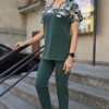 Bluza medyczna damska wstawka panterki kolor DARK GREEN BASIC EFIMED