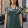 Bluza medyczna damska wstawka panterki kolor DARK GREEN BASIC EFIMED