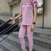 Bluza medyczna damska wstawka róże kolorowe kolor BABY PINK BASIC EFIMED