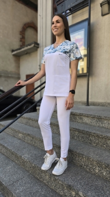 Spodnie medyczne damskie fason CYGARETKI z kieszeniami kolor WHITE EFIMED