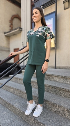Spodnie medyczne damskie fason CYGARETKI z kieszeniami kolor DARK GREEN EFIMED
