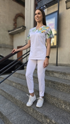 Spodnie medyczne damskie joggery kolor biały SNC EFIMED