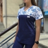Bluza medyczna damska wstawka mozaika kolor granat SNC EFIMED
