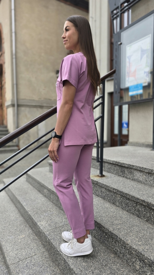 Bluza medyczna damska kolor DARK DUSTY PINK BAWEŁNA ORGANICZNA EFIMED